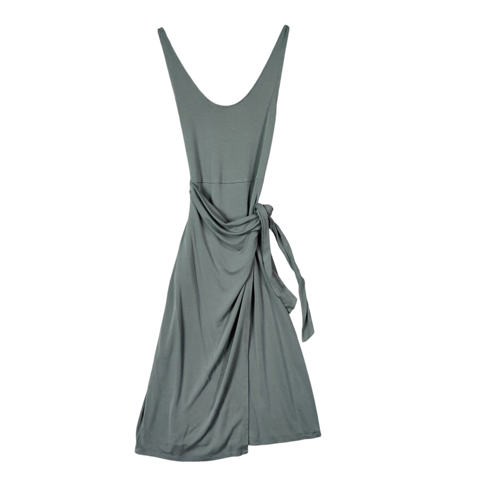 Vince Women Earthy Neutral Minimalist Quiet Luxury Faux Wrap Dress S Gray Green