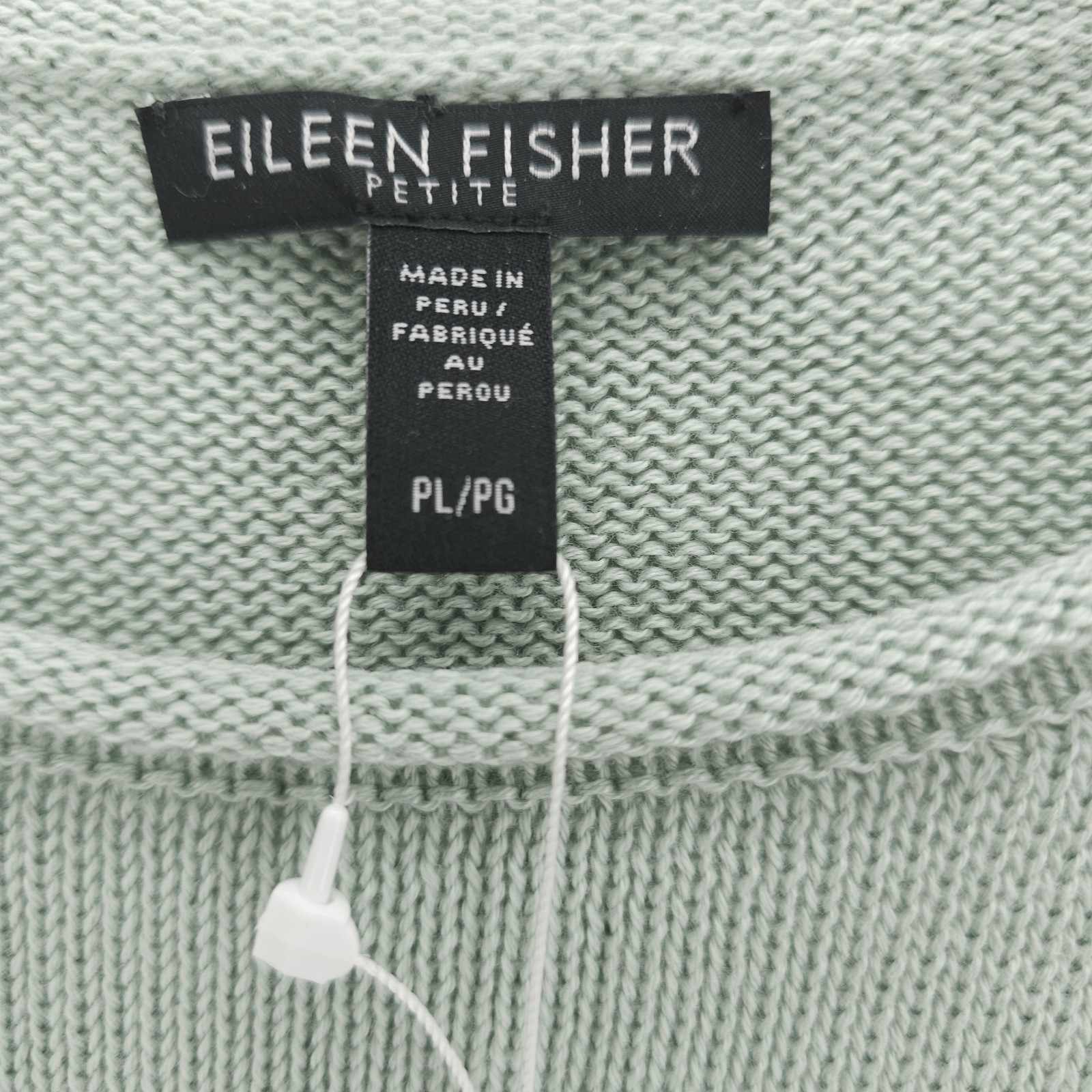 NWT EILEEN FISHER Boxy Pullover Absinthe Pale Green Rolled Hems PETITE LARGE