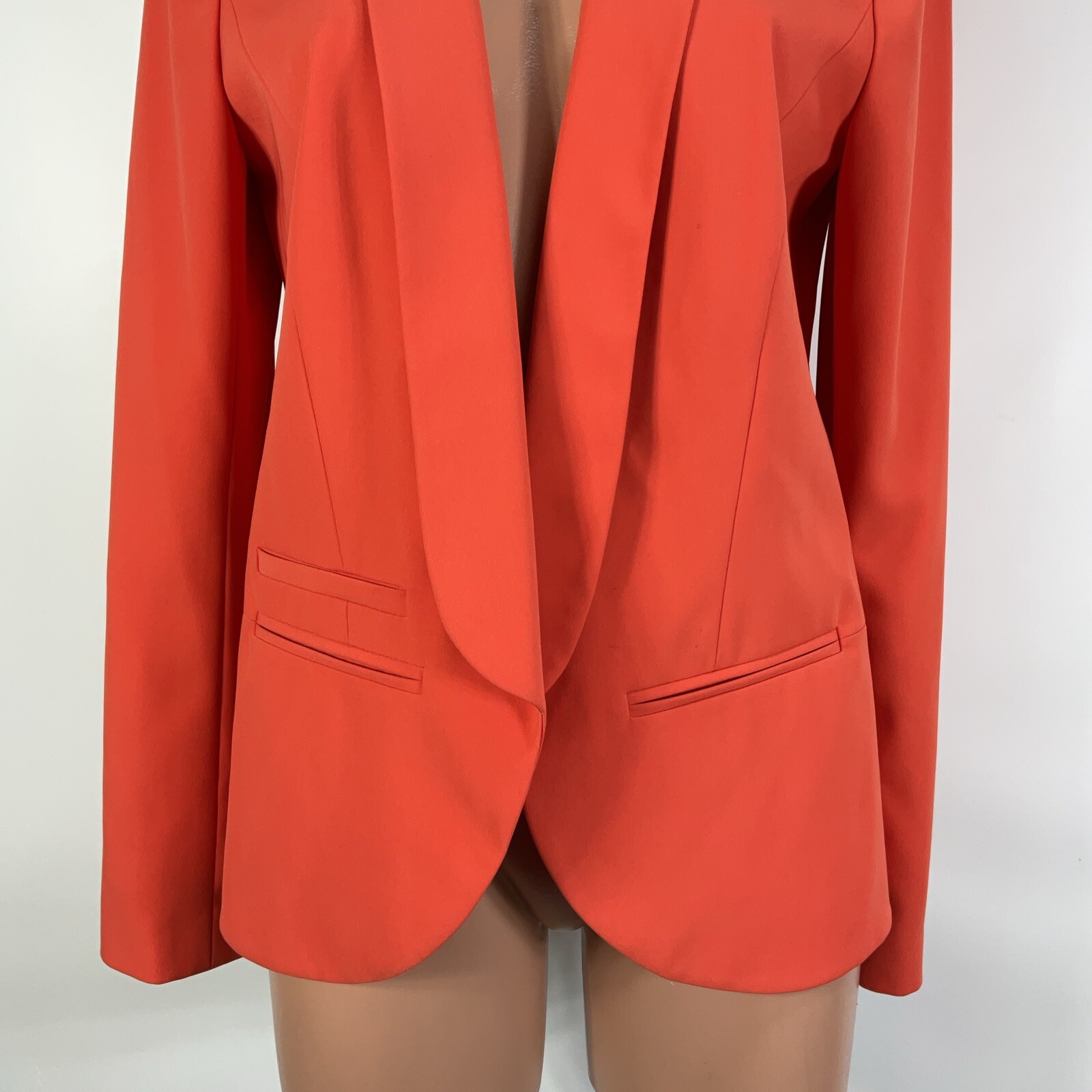Trouvé Women’s Draped Collar Blazer Jacket Coral Open Front Structured sz M