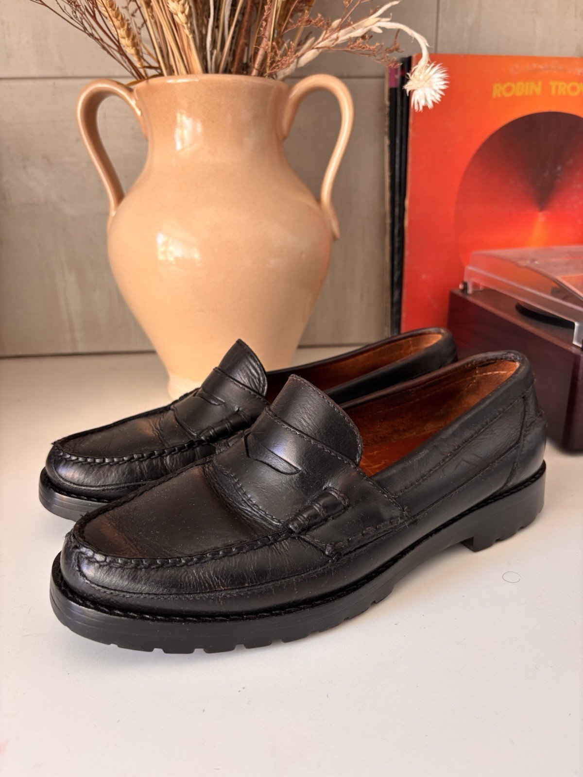 Ralph Lauren Polo Vintage Black Penny Loafer Leather Lug Men’s 9.5D