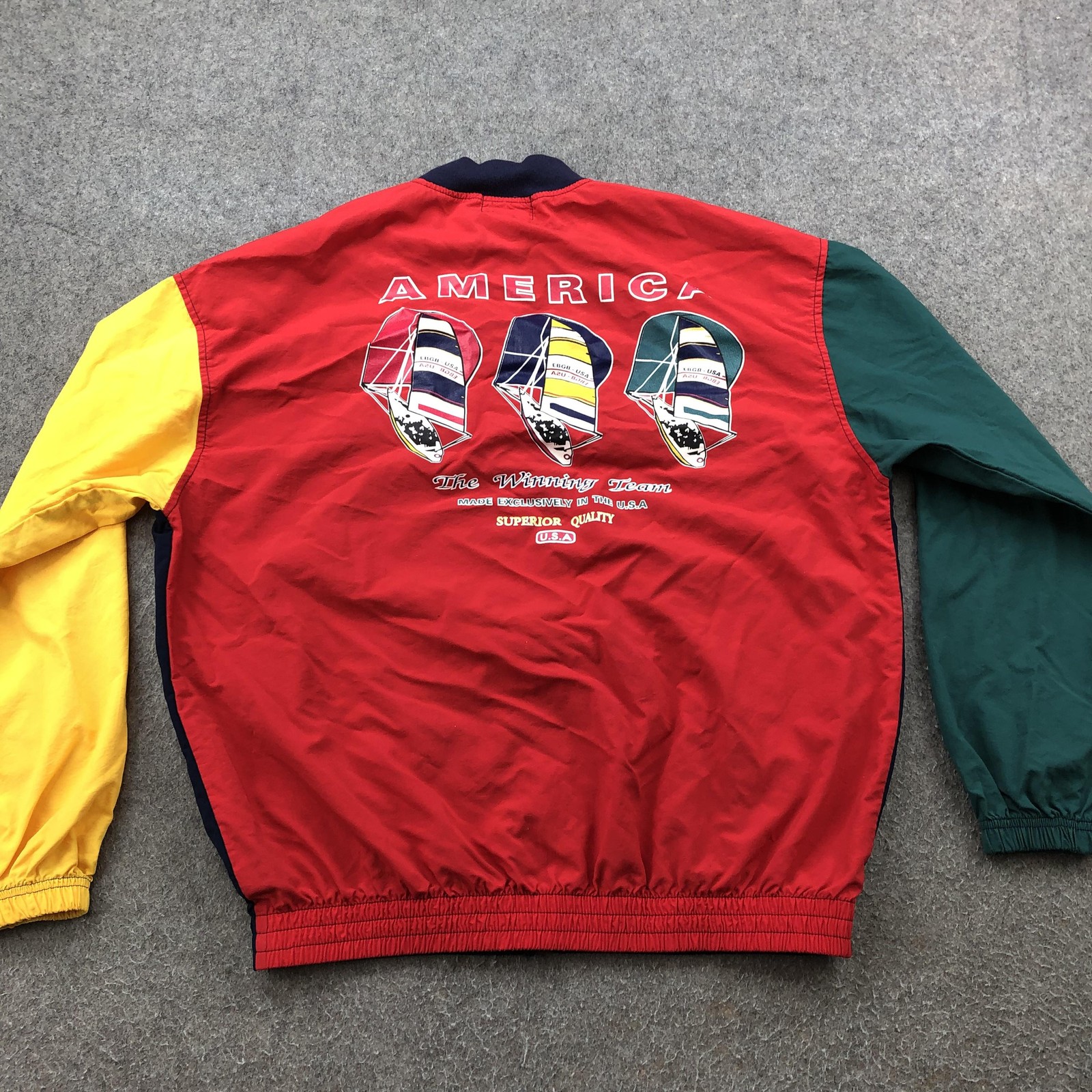 Vintage EBGB Jacket Mens Medium Colorblock USA Made Nautical Sailing 90s