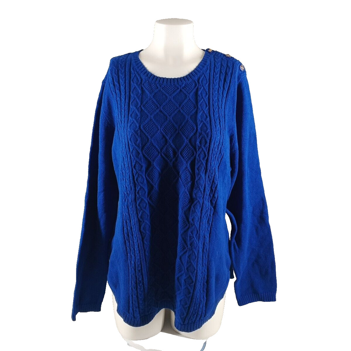 NWT CHARTER CLUB Fall Textured Sweater XXL(20-22) Blue Cotton Pullover