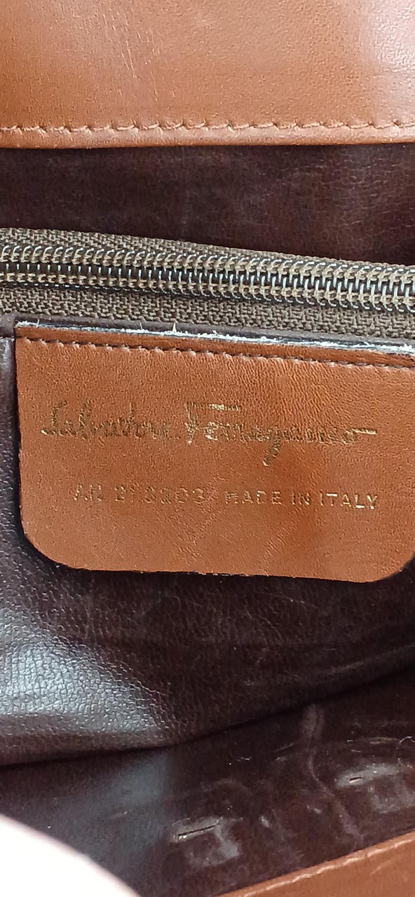 Salvatore Ferragamo Shoulder Bag Brown 10.6 inch