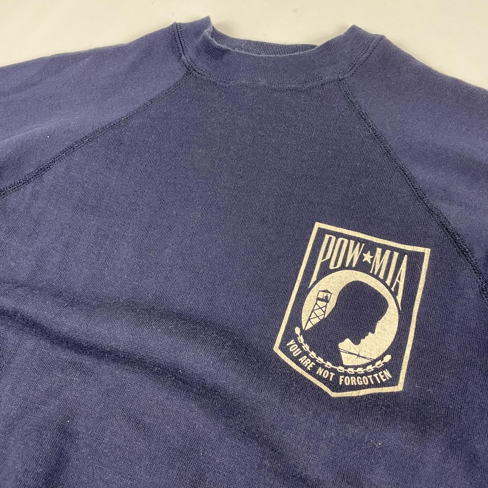 Vintage Tultex Sweatshirt Mens Large Blue POW MIA Crewneck You Are Not Forgotten