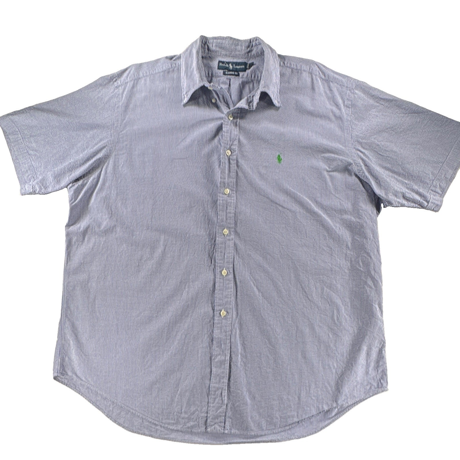 Ralph Lauren Mens XXL Classic Fit Blue/White Check SS Button Up Shirt 56
