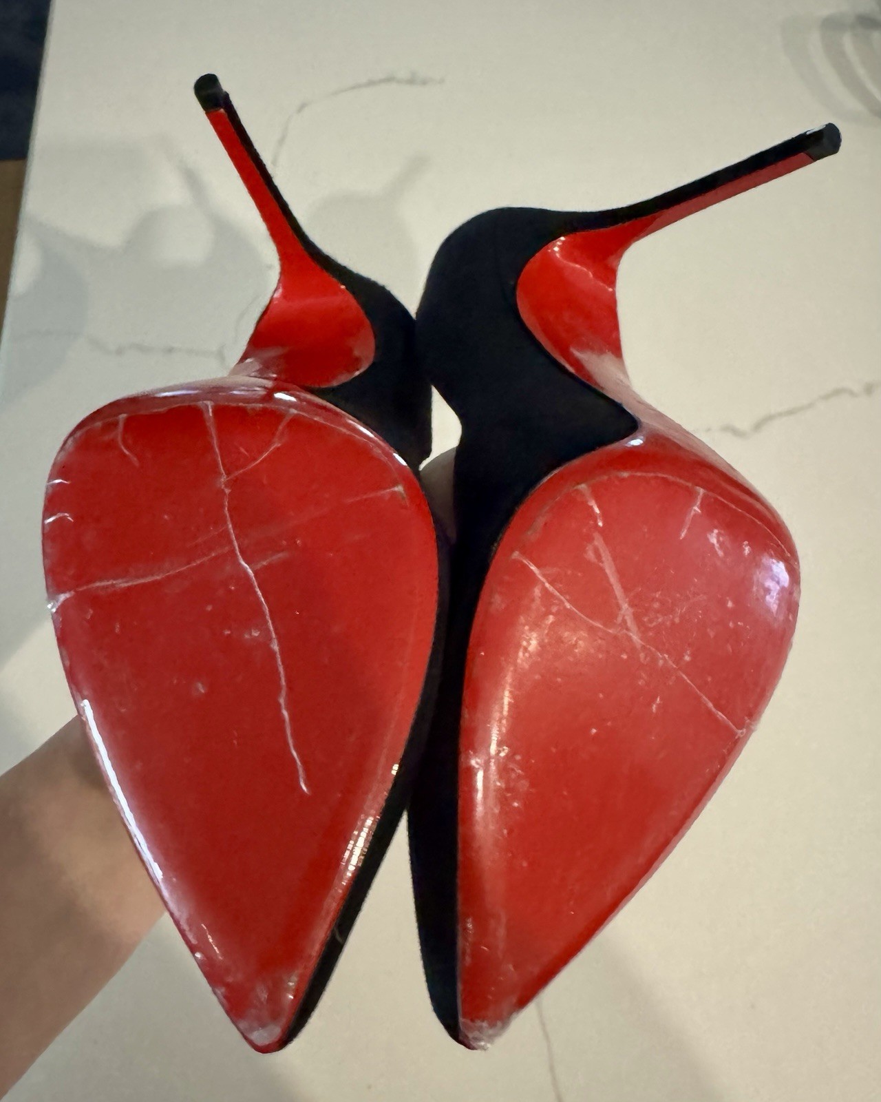 Christian Louboutin Black Suede Pointed Toe Stiletto Pumps US 9 Red Sole