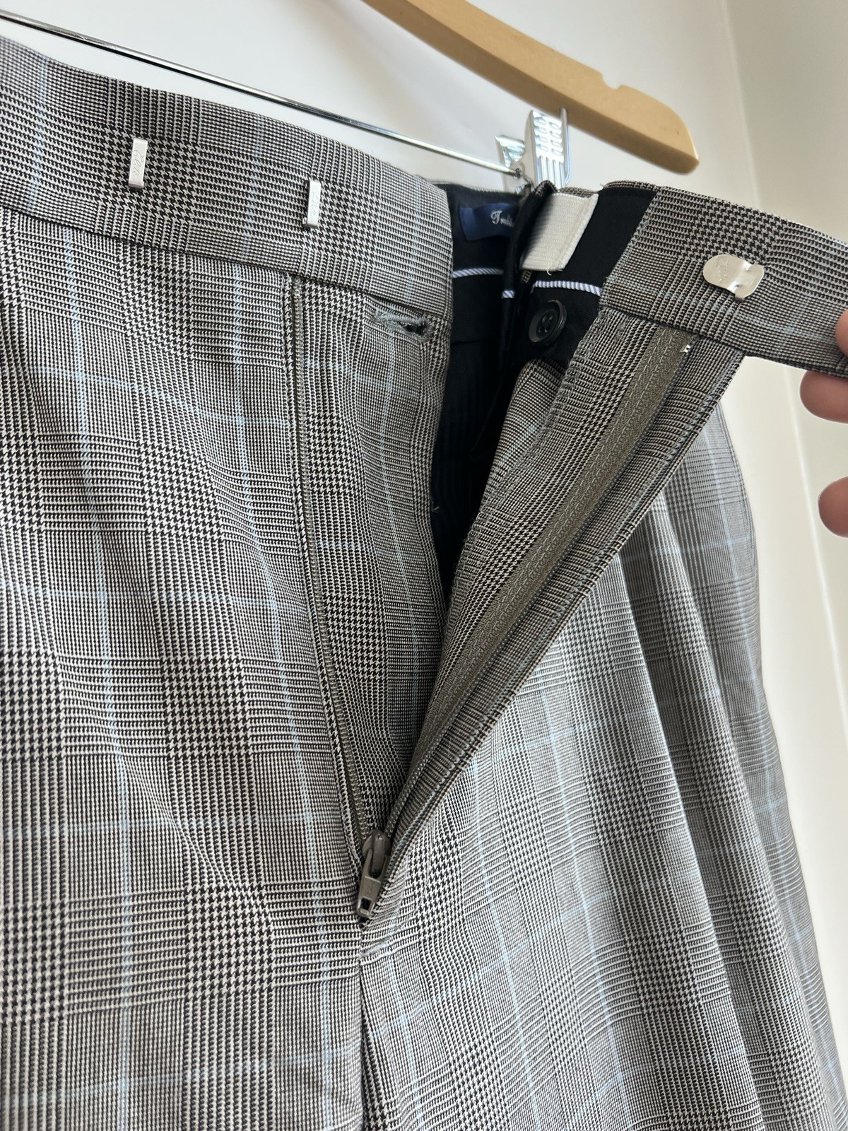 Men’s Traditional Fit Lands’ Ends Black Plaid Dress Pants Sz 36×34 Wool Blend P2