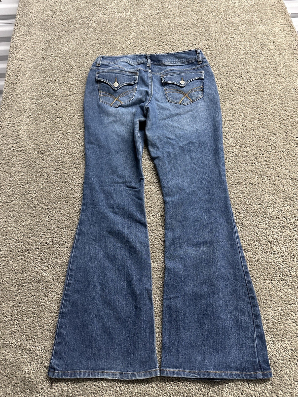 Y2k SO Low Rise Flare Bootcut Jeans Size 9 Low Rise Dark Wash 2000s Cute