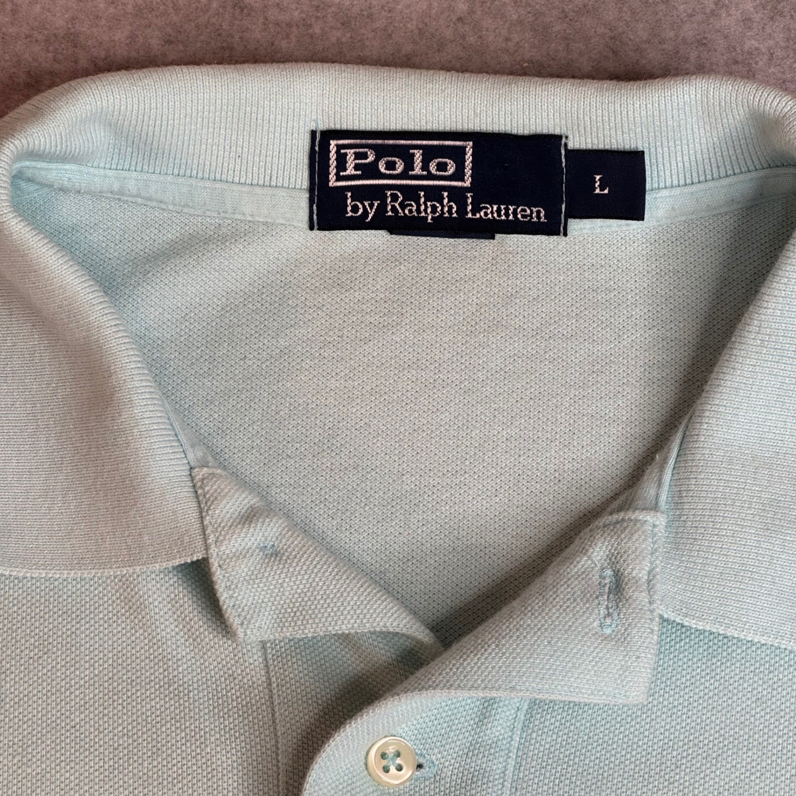 Polo Ralph Lauren Mens Large Mint Green Pink Pony Pique Short Sleeve Polo Shirt
