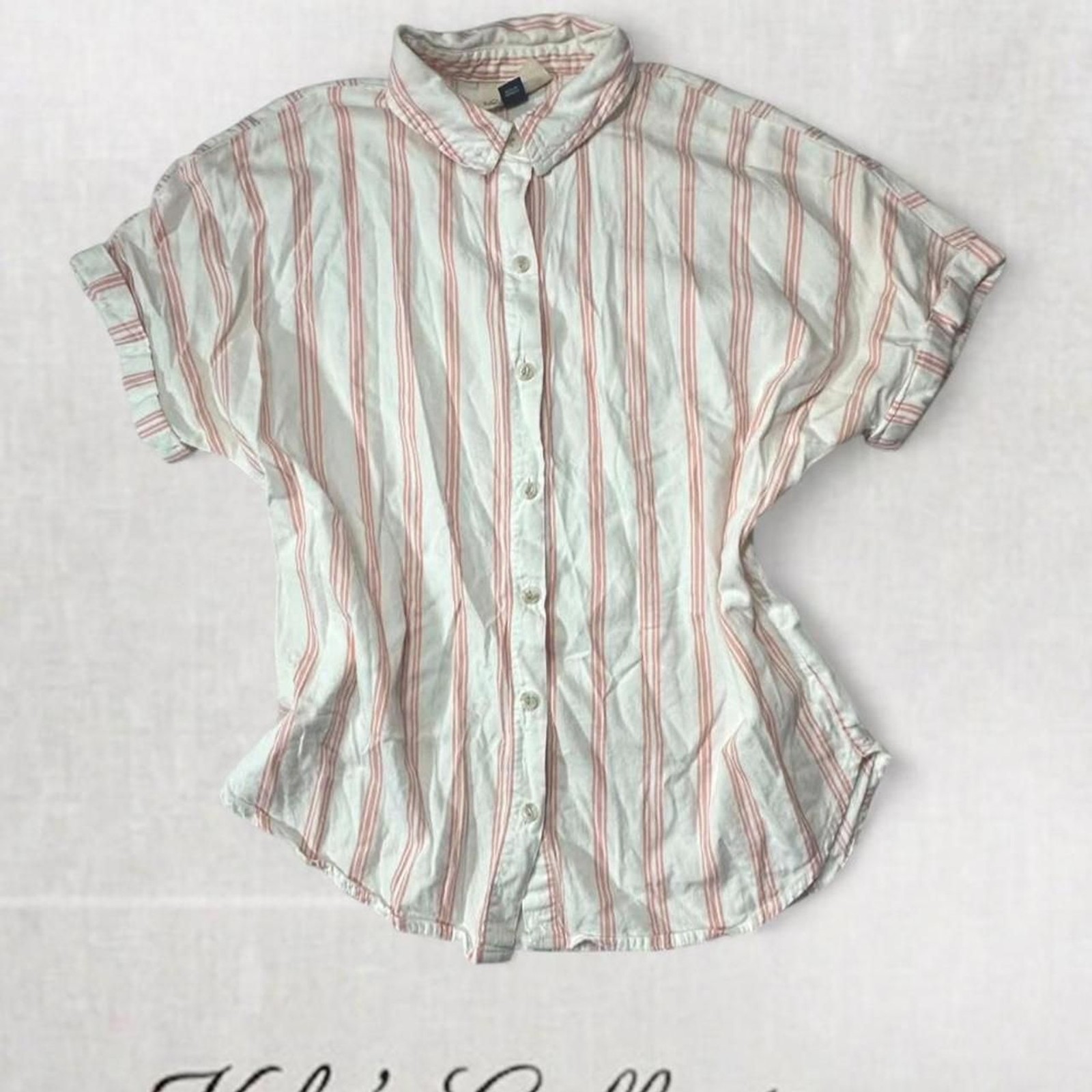 Universal Thread Babydoll Coquette Pinstripe Button Up Top
