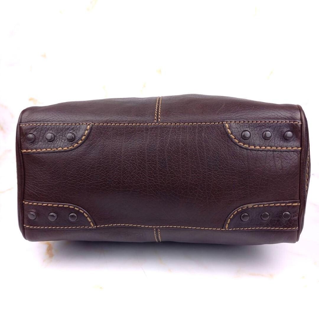 TOD’S One Shoulder Leather Bag Dark Brown 30x22cm Gold Hardware Purse Auth
