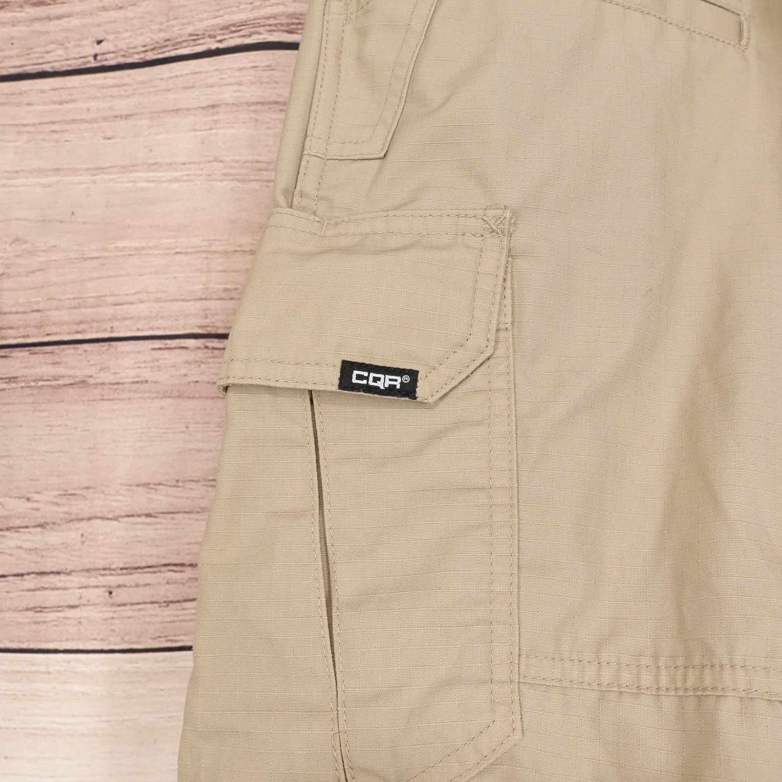 CQR Cargo Tactical Pants Mens 36×30 Beige Regular Fit Ripstop Poly Cotton