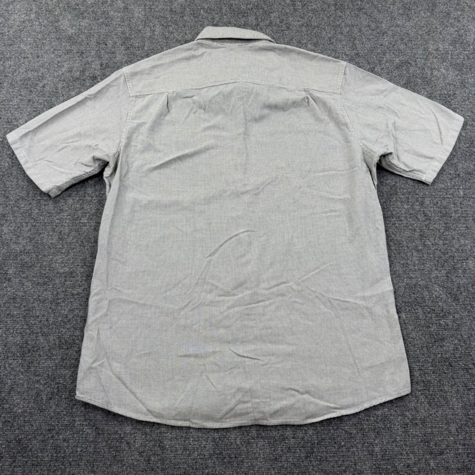 Pendleton Button Up Shirt Large Grey Micro Pattern Short Sleeve Fitted Mens