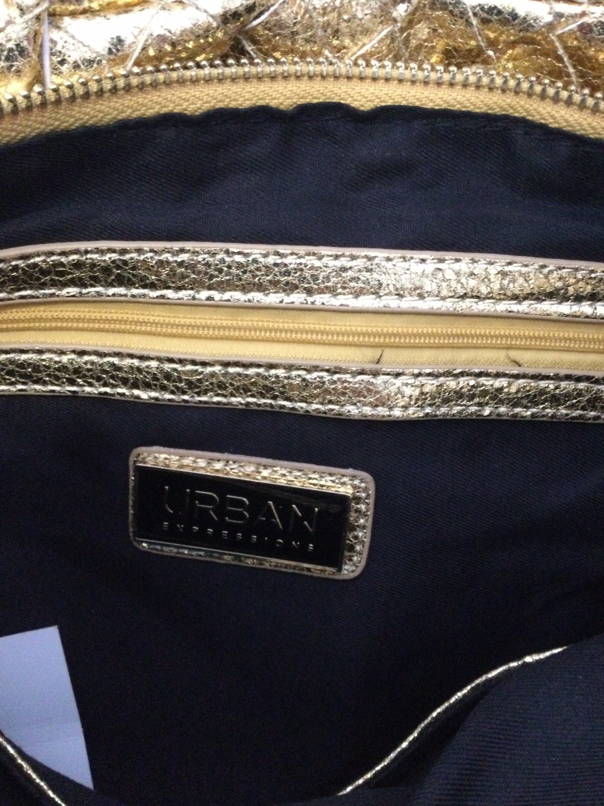 Urban Expressions Dollie Hobo Gold Bag Purse Faux Vegan Leather MSRP $100 NWT