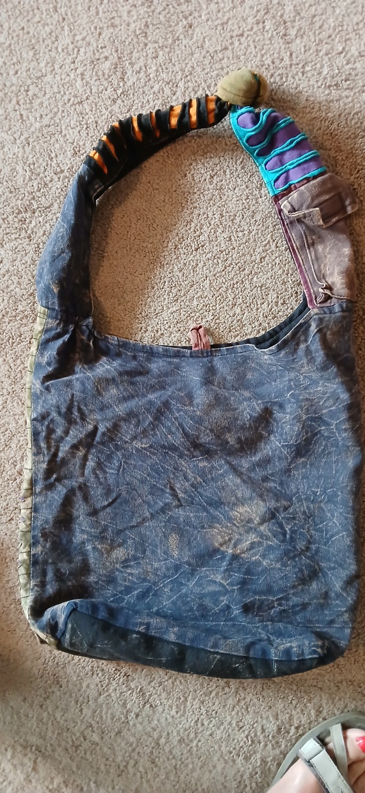 Tote Handbag Cotton Western Bohemian Colorful Zip Pockets Skul