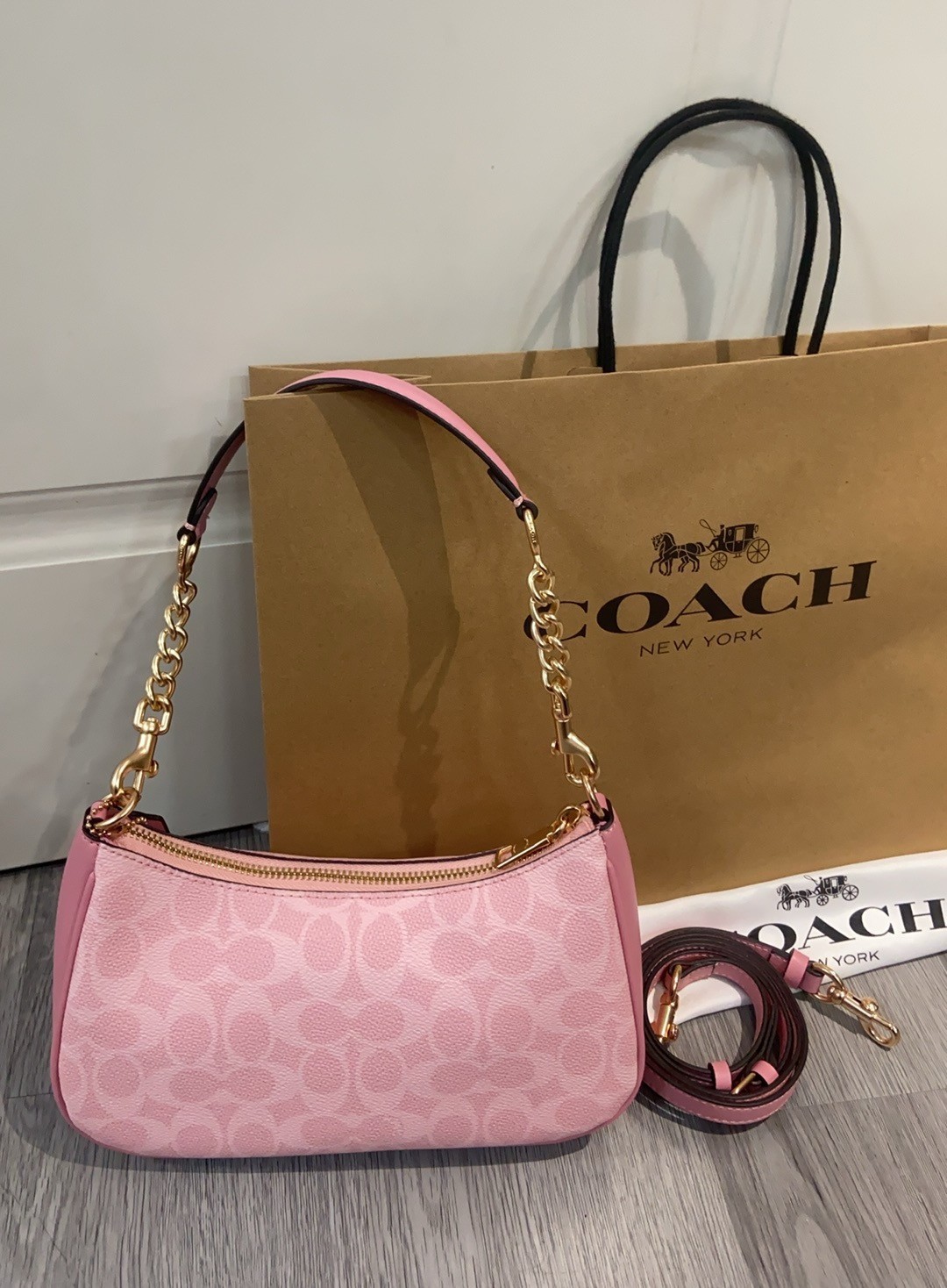 COACH Teri Shoulder Bag In Signature Canvas Crossbody Handbag CV933 Dusty Pink
