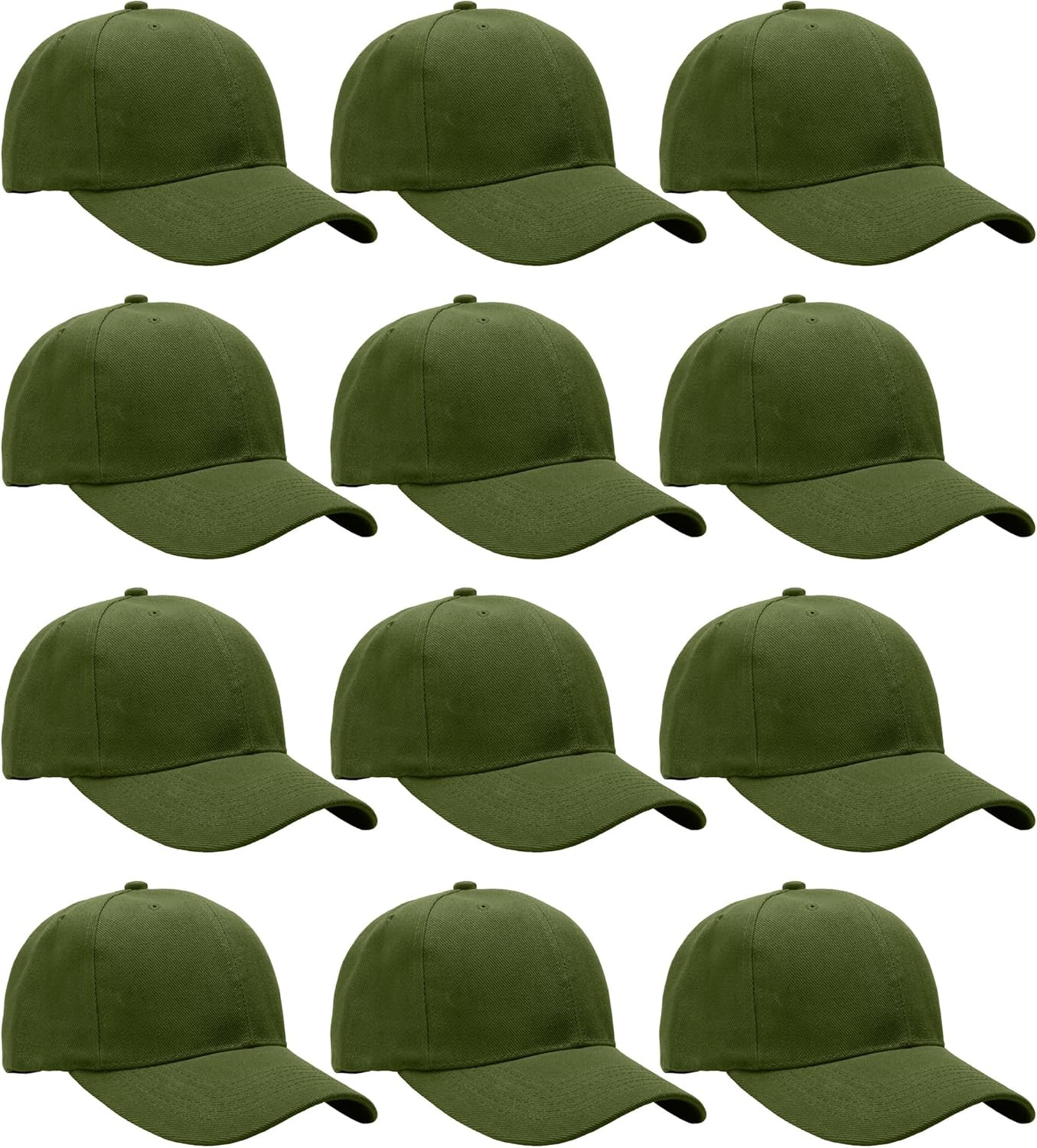 Falari Wholesale Bulk Lot 12-Pack Baseball Cap Adjustable Size Plain Blank Solid