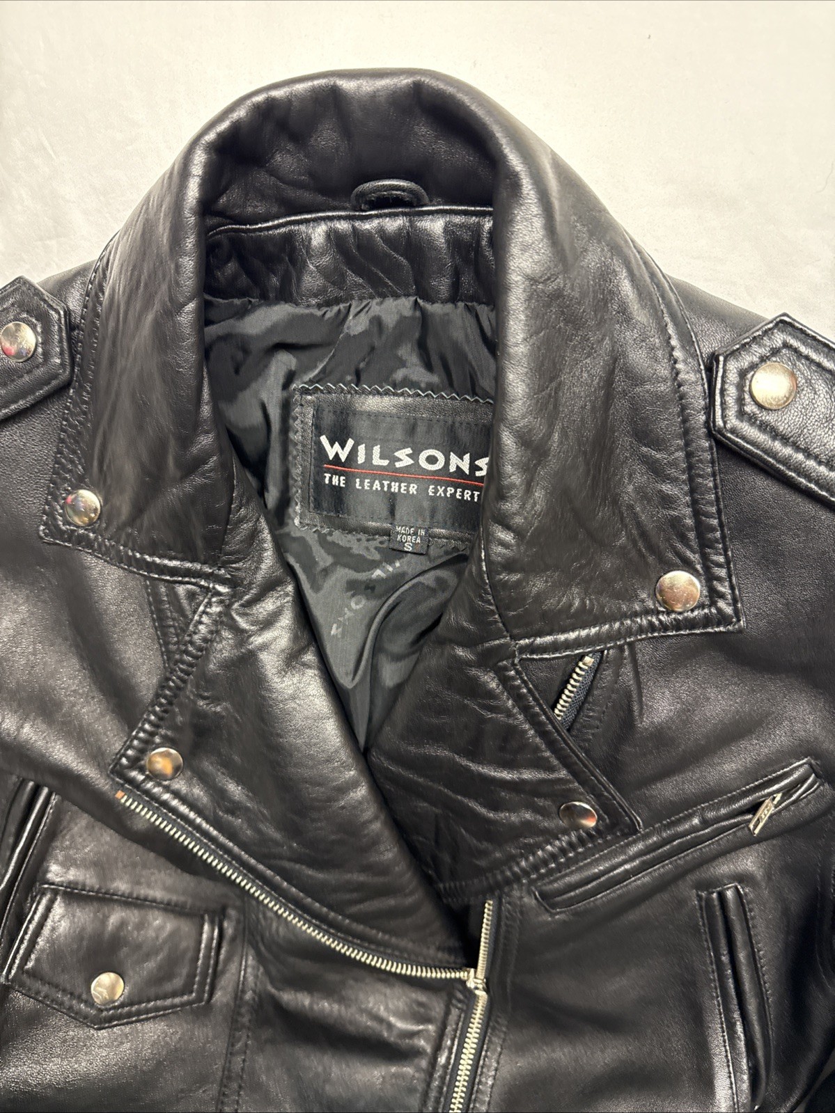 Vintage Wilsons Leather Motorcycle Biker Punk Moto Jacket Womens Size Small Soft