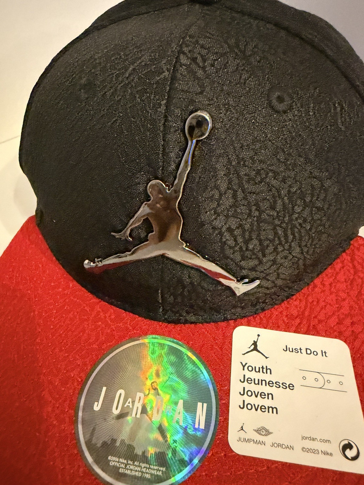 Jordan Jumpman Pro Cap Snapback Adjustable Boys Hat Black Red Child (8-20)