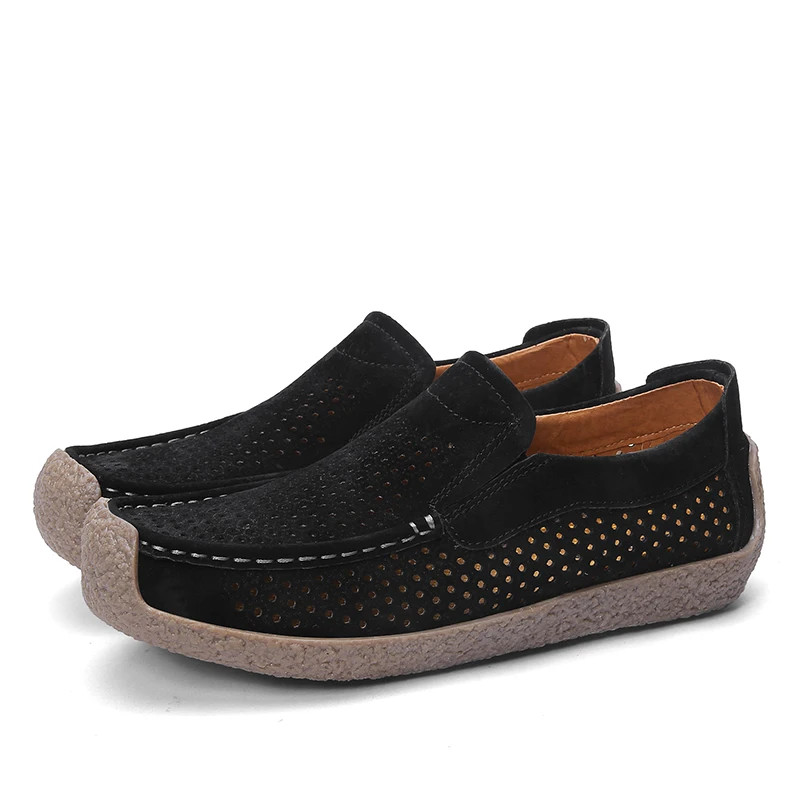 Men Loafer Shoes Leather Thick Soled Walking Summer Social Shoe Work Office Wear