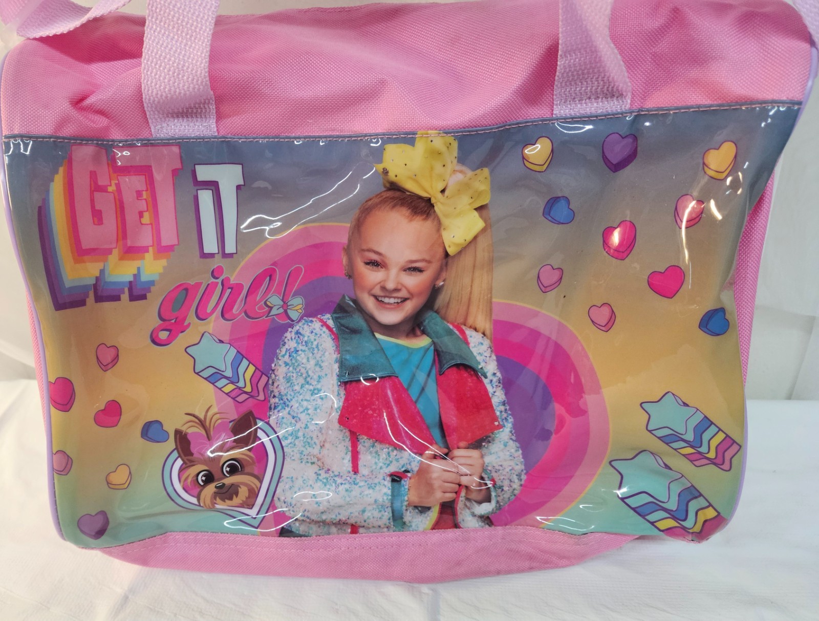Jojo Siwa Polyester Duffle Bag w Printed PVC Side Panels & Shoulder Strap