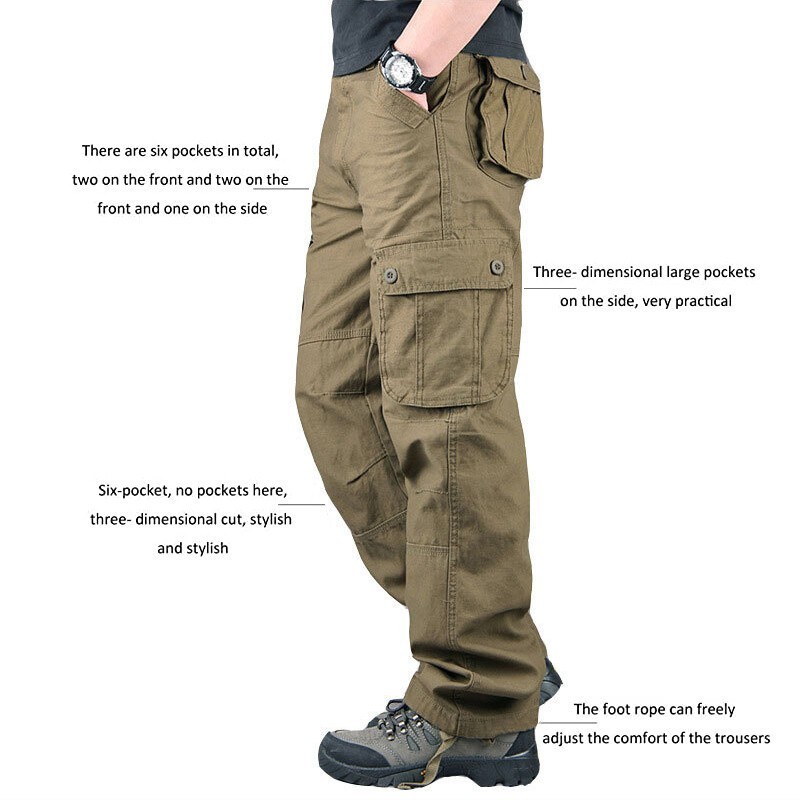 Mens Tactical Cargo Pants – Army Combat Work Pants Outdoor Hiking Durable Cotton
