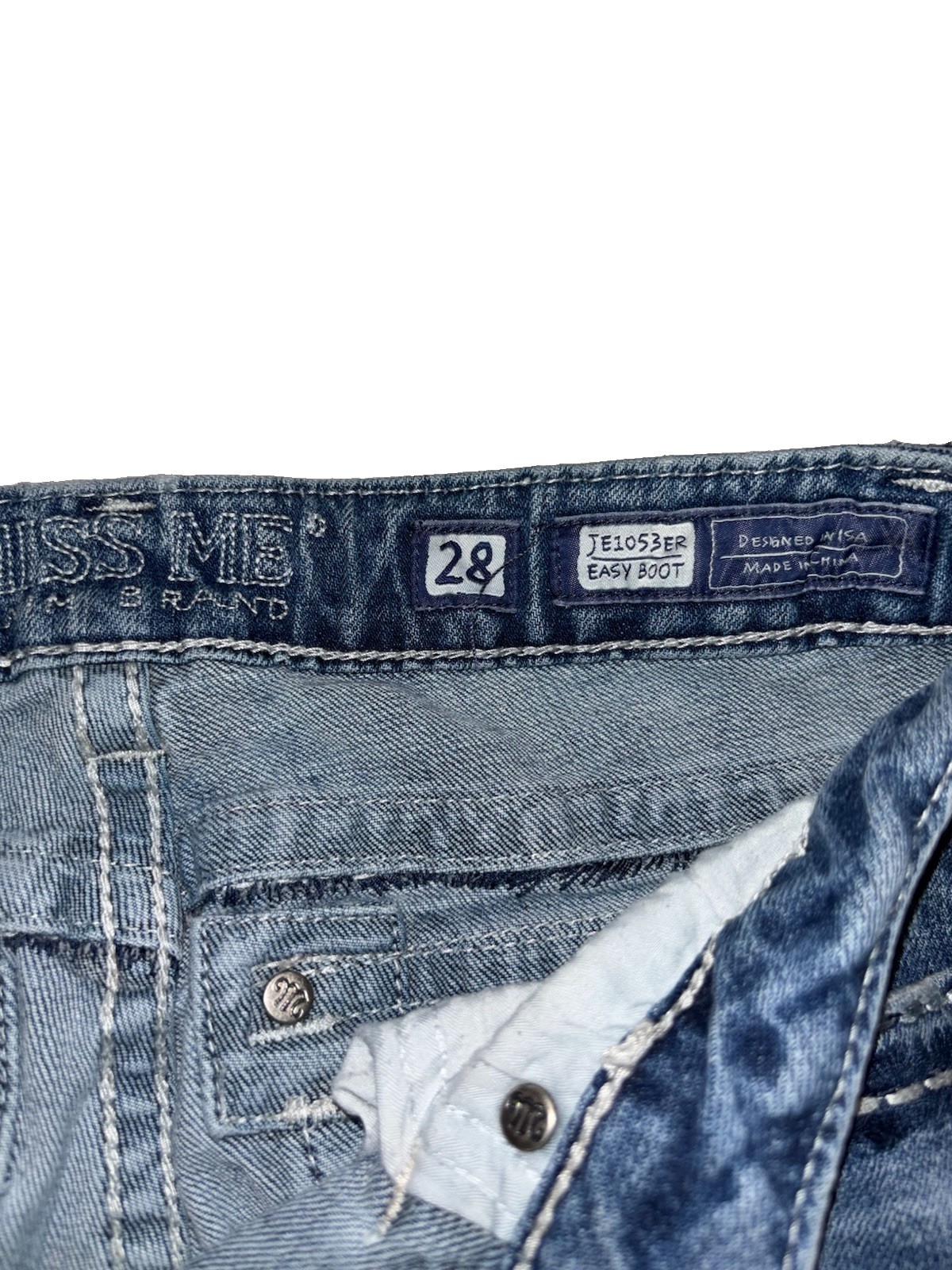 Miss Me Women’s 28 / 30 Medium Blue Wash Bootcut Stretch Jeans Embroidered