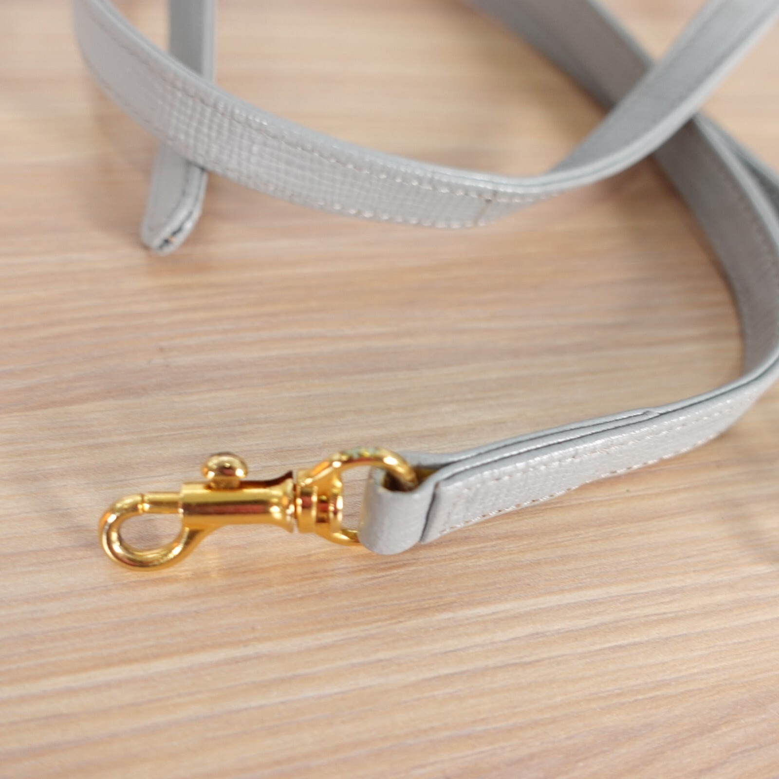 Bag Strap Replacement Gray Genuine Leather Slim Crossbody Adjustable Gold 44 in