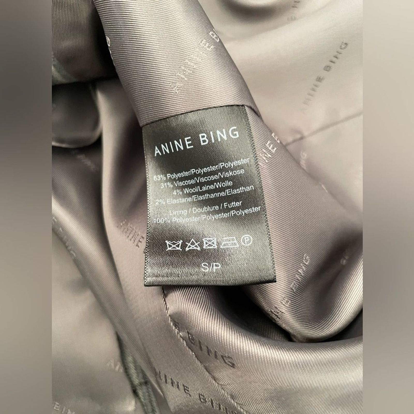 Anine Bing Madeleine Blazer in grey plaid NWT