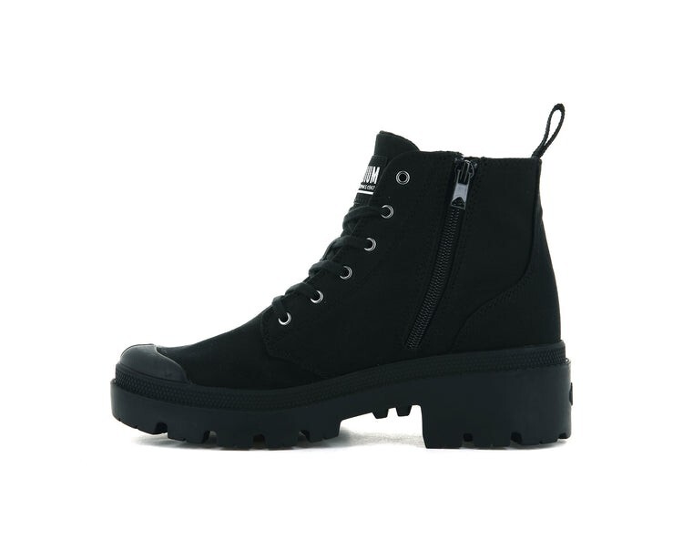 Palladium Pallabase Twill Black /Black Womens Combat Platform Boots 96907 008