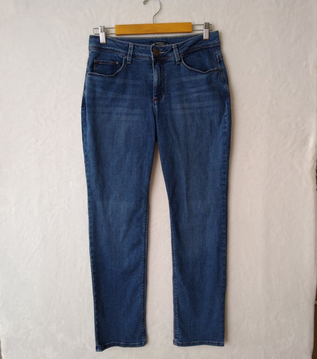 Lee Jeans Womens 10 Short Blue Denim Straight Leg Perfect Fit Mid Rise Stretch