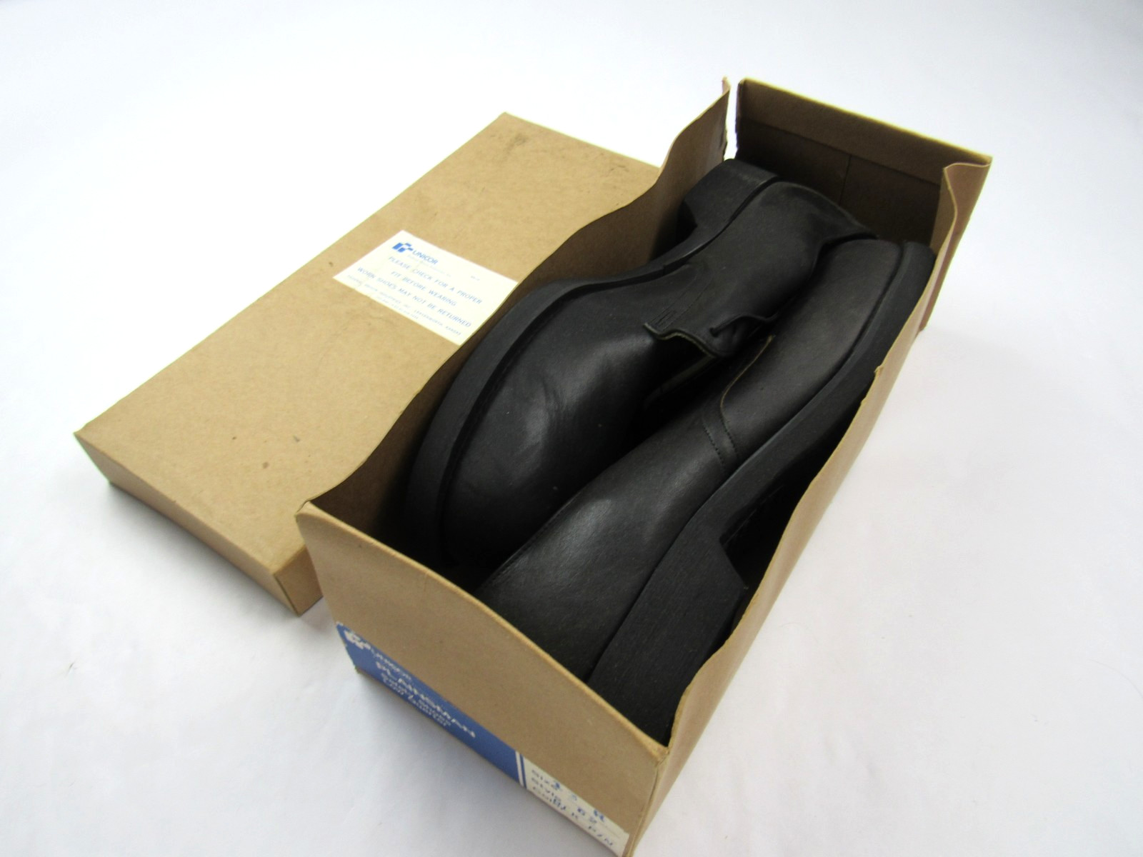 Vtg NOS 1970s Unicor Black Prison Issue Leather Derby Shoes Size 13 R Plainsman