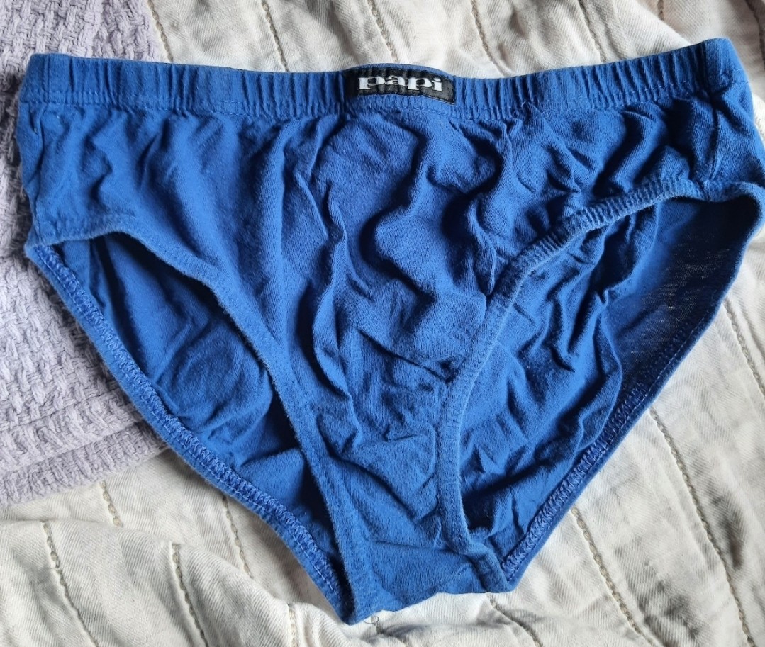 papi Men’s Brief Underwear Blue Cotton Jersey Fabric Solid Pattern