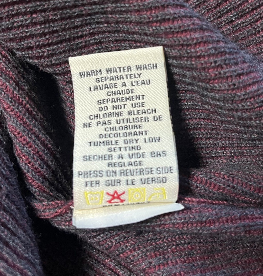 Agave Denim Kestrel Crew Neck Sweater Ribbed Cotton Burgundy Dark Gray Size XL