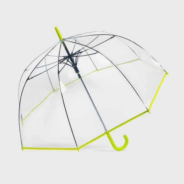 Bubble Umbrella – Clear Aloe: Manual Solid Design, Plastic Handle, 52″ Span