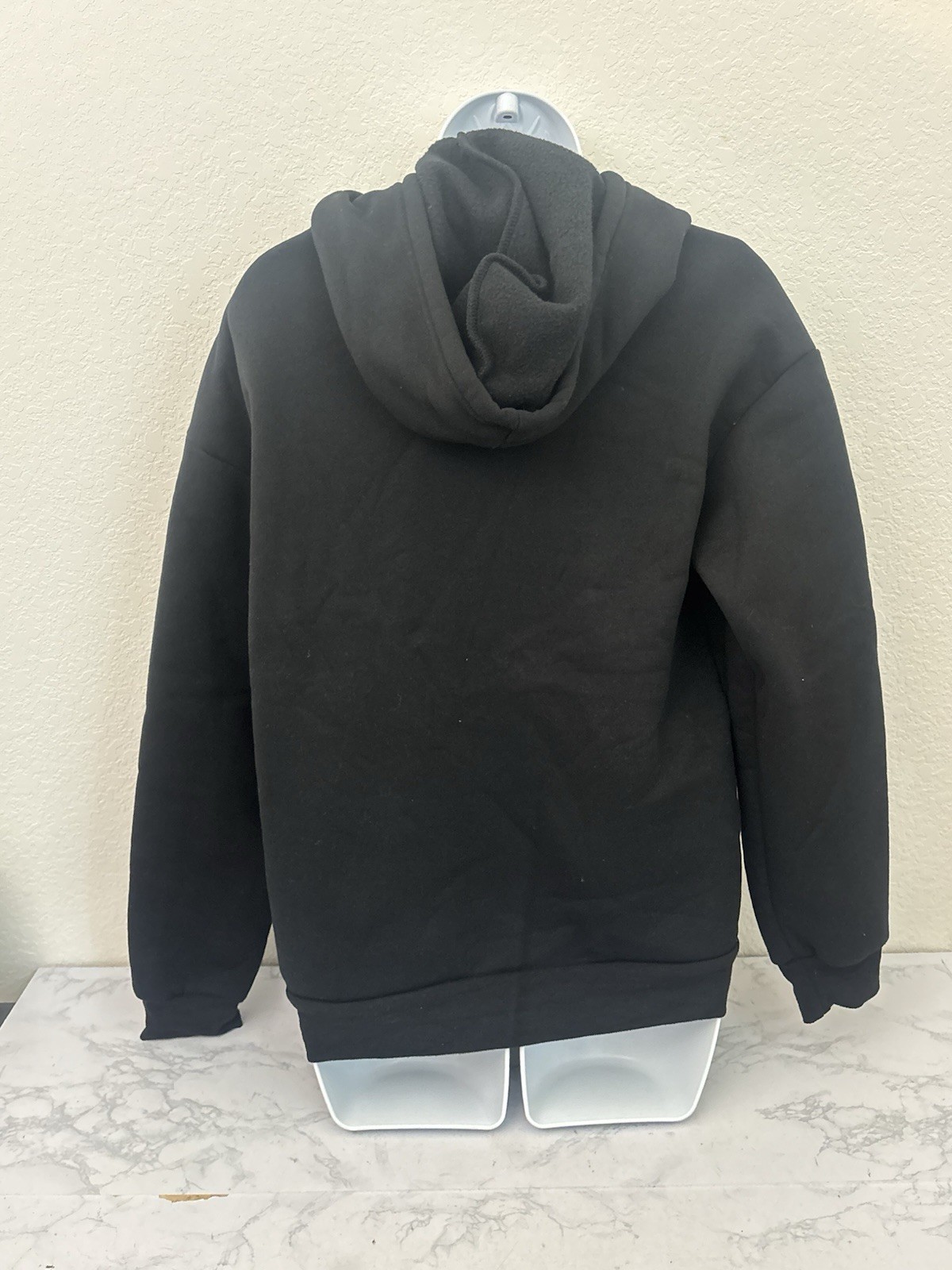 Shein Black Fleece Pullover Hoodie Kangaroo Pocket Drawstring Adult S Y2K
