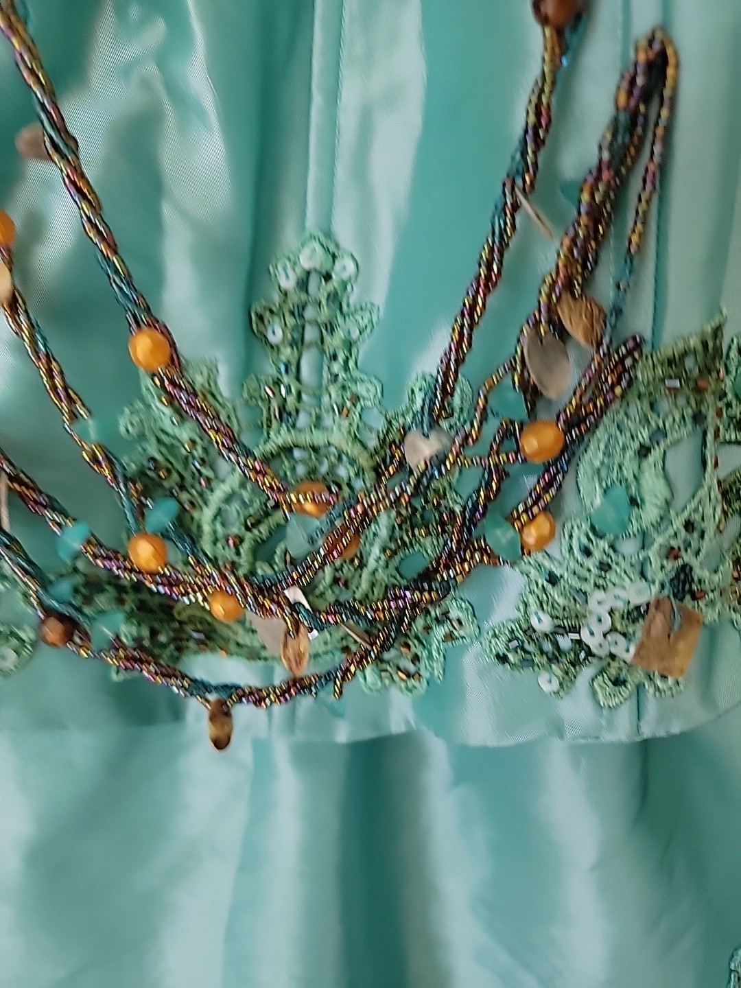 VTG Taffeta Formal Dress Size 8 Aqua Beaded Sleeveless Ruffle Tiered Prom