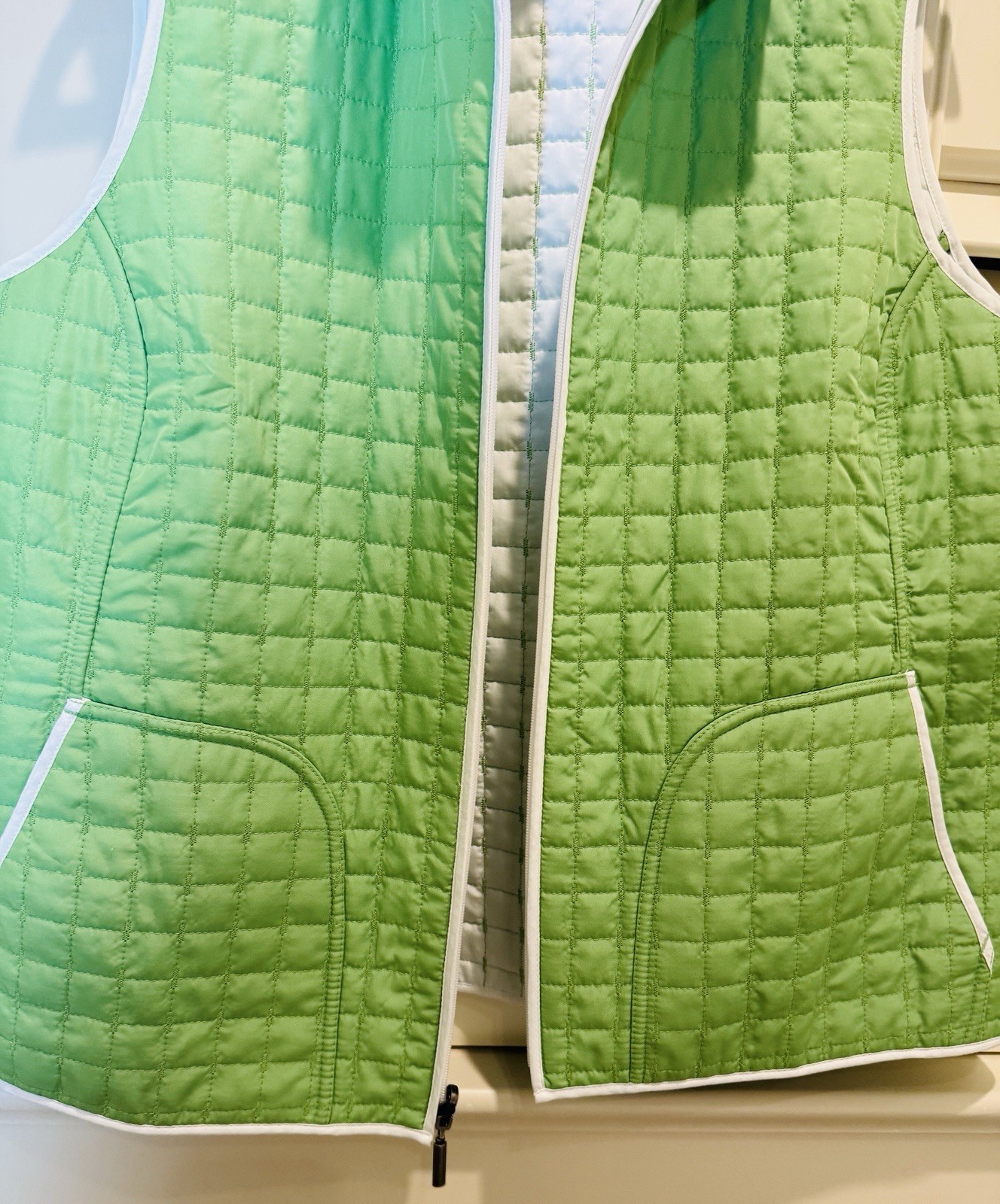 Coldwater Creek Reversible Quilted Vest Women Size 1X Green White