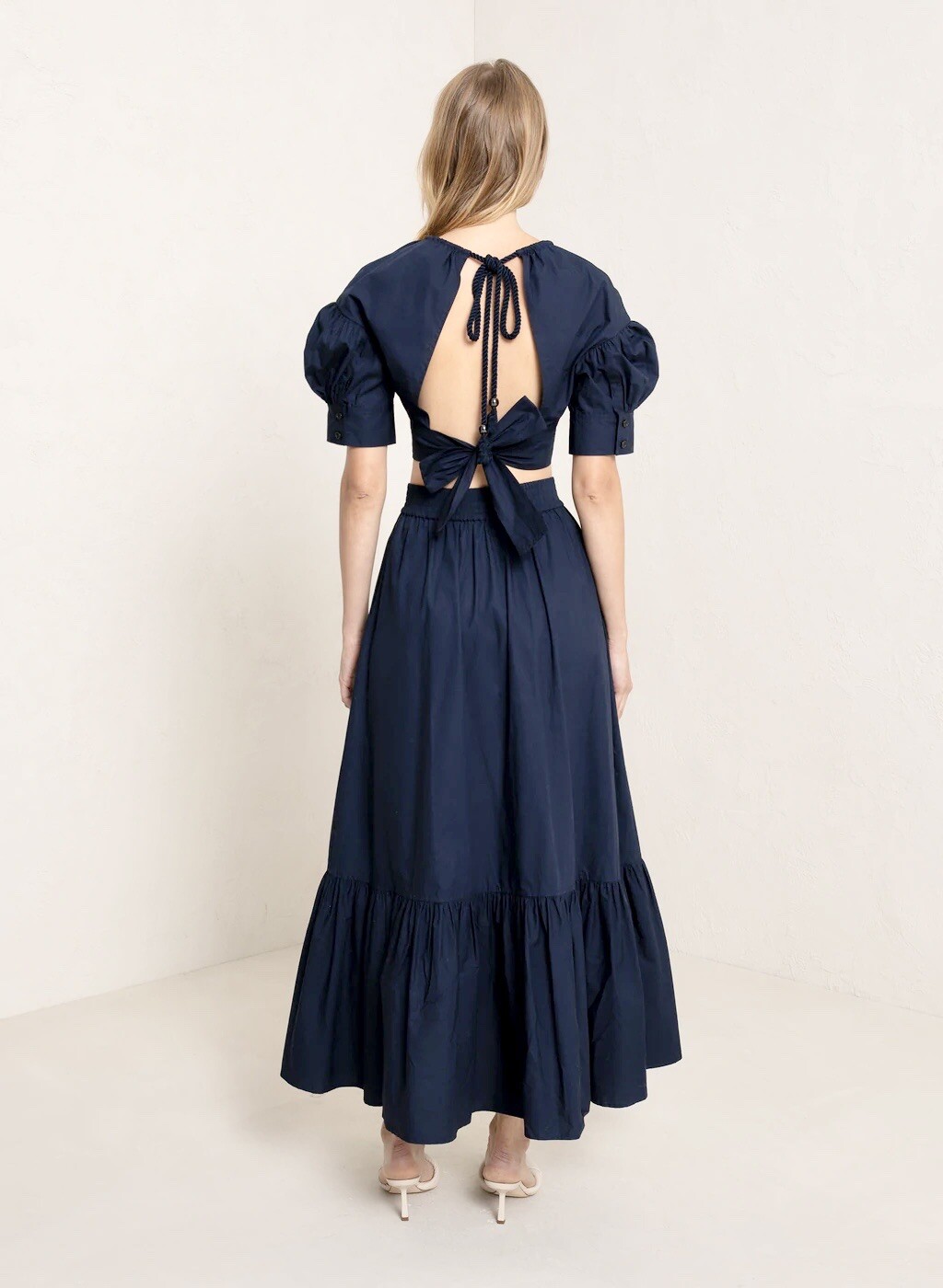 A.L.C. Jade Nightshade Navy Blue Snap Button Ruffle Full Maxi Skirt Sz 4 ALC