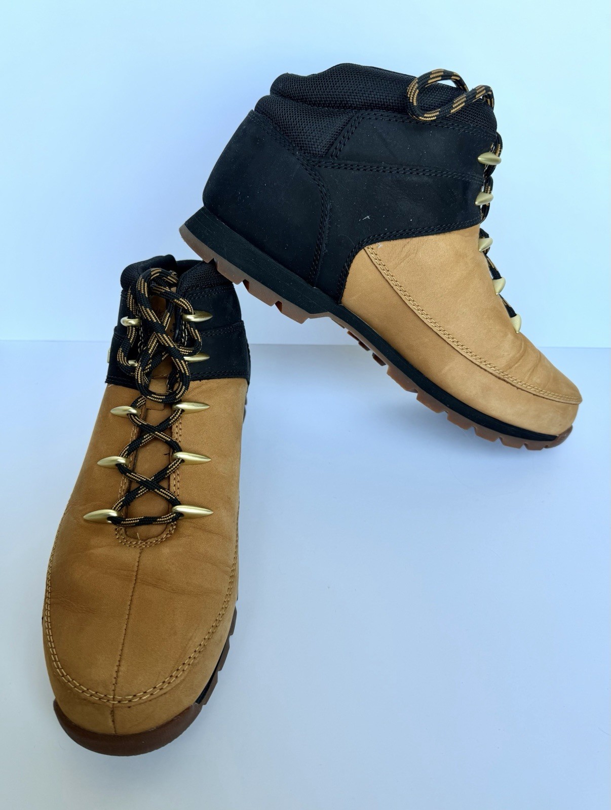 Timberland Men’s Hiker Ankle Boots Leather Beige/Black Lace-Up US 11.5