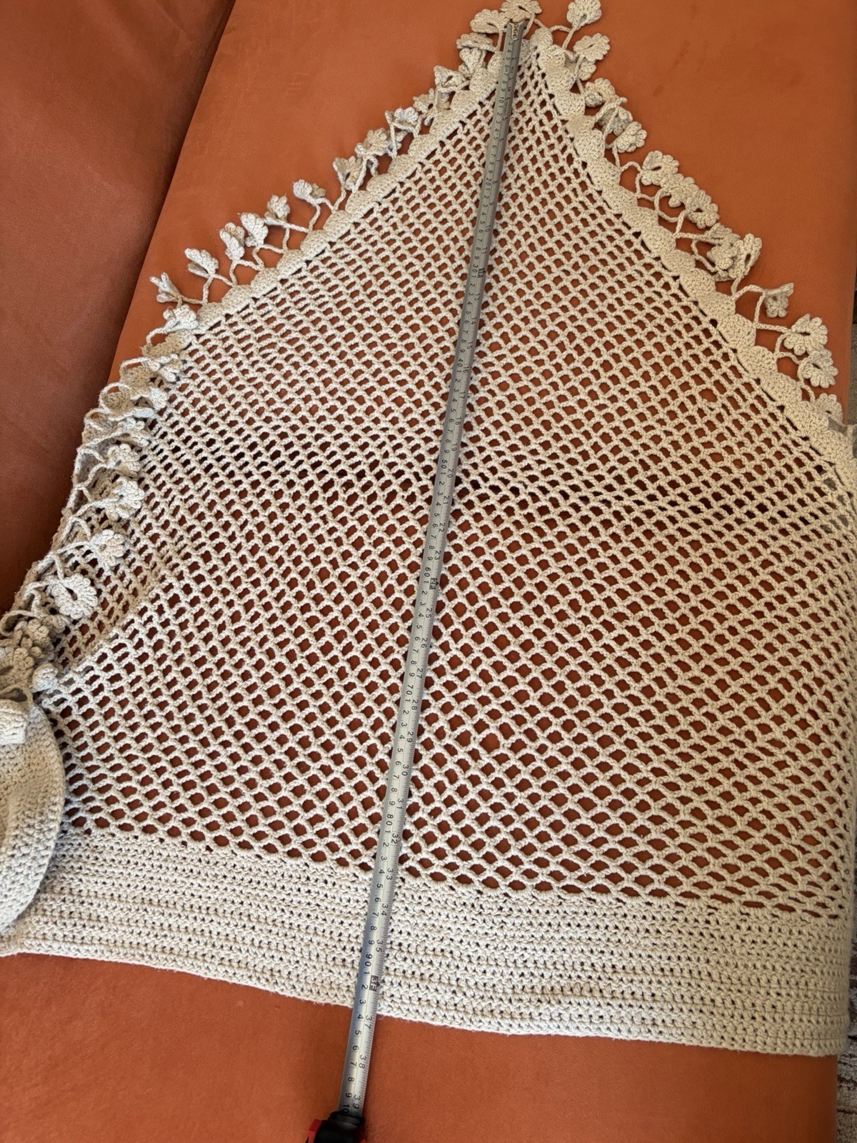 Handmade crochet Shawl Pre Owned Excellent – Color Beige – winter wrap – Long