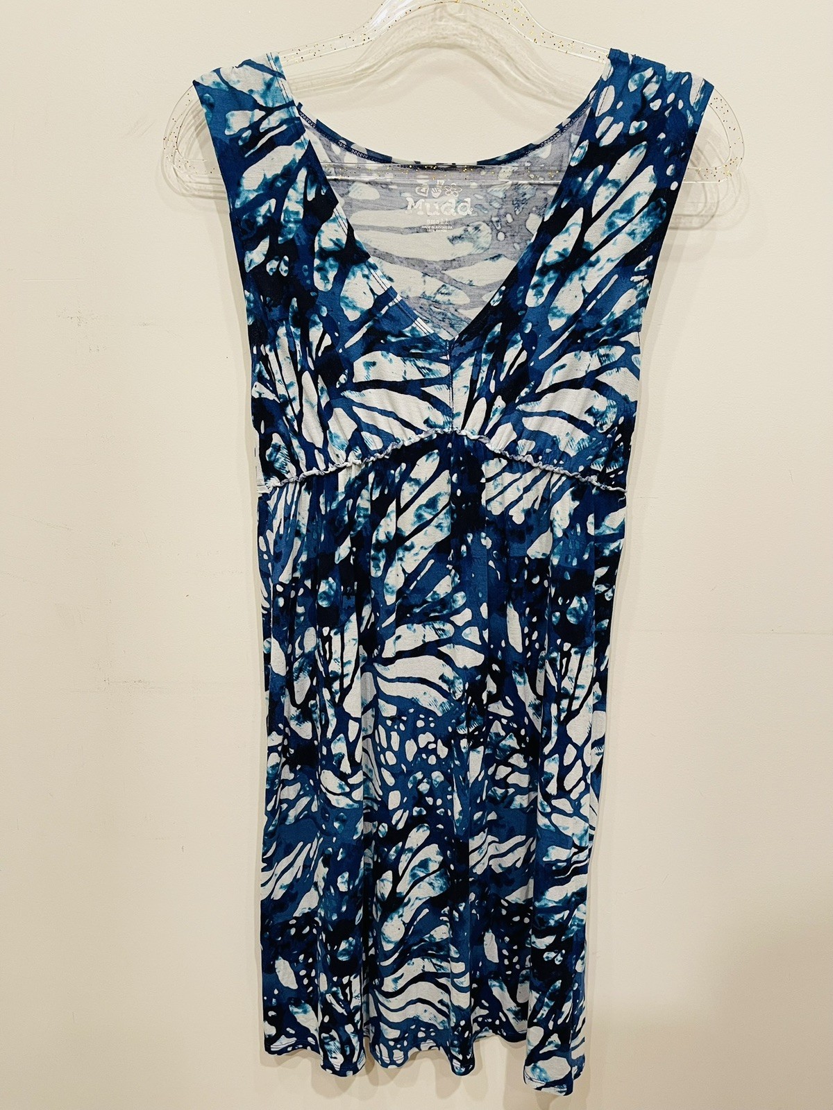 Mudd sleeveless A-line/shift high waist dress Size Small blue w/floral print