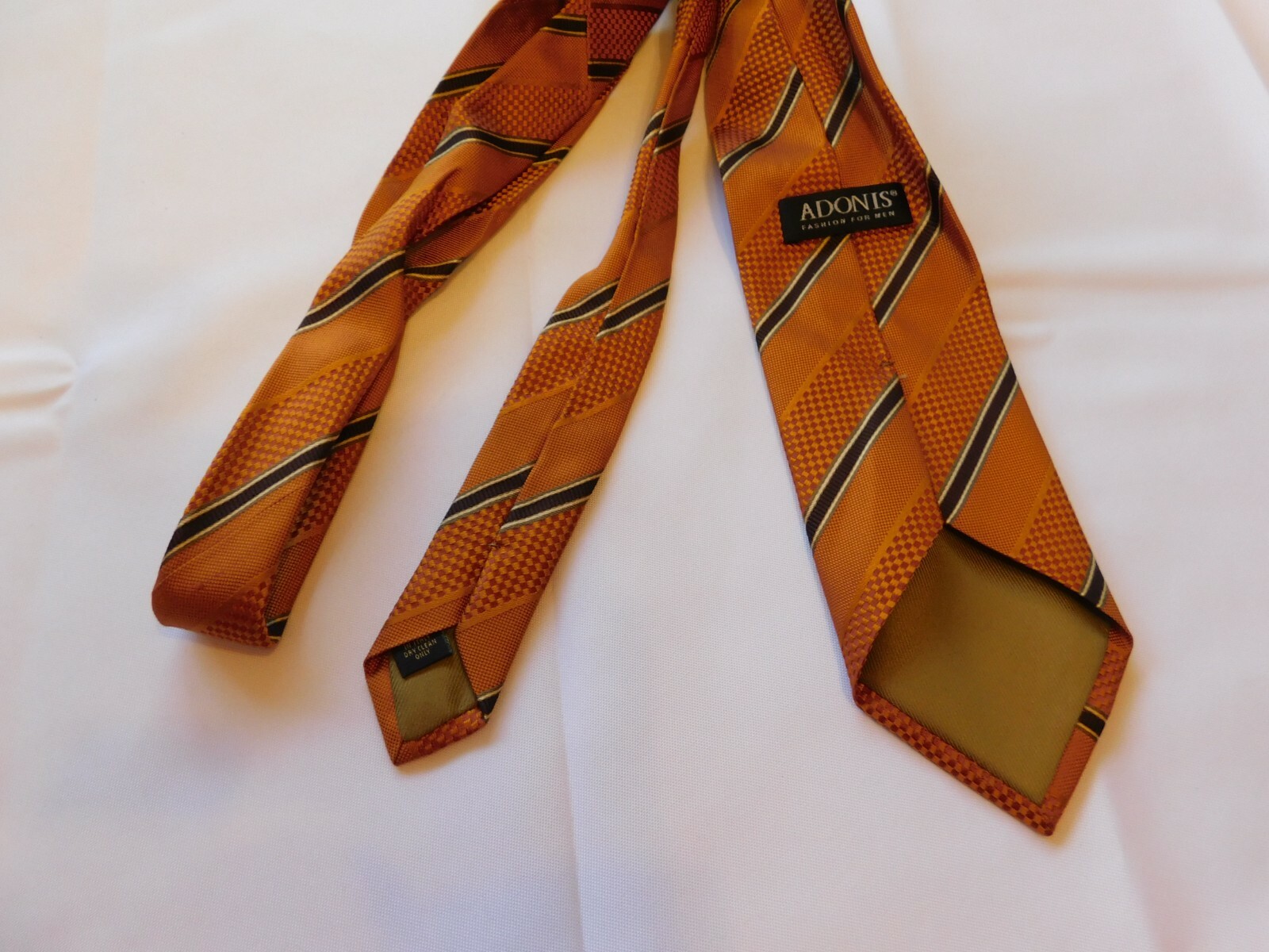 Adonis Silk Seide Tie Neck neckwear 59″ Long 3 3/4″ wide print Rust GUC