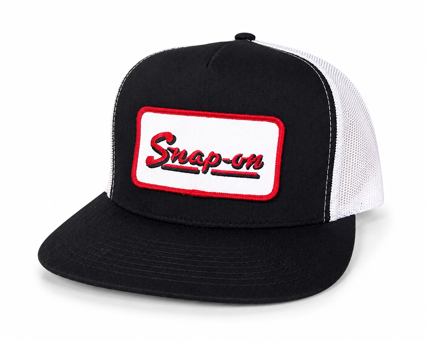 SNAP ON VINTAGE PATCH ON SNAPBACK TRUCKER HAT UNISEX CAP BLACK/WHITE