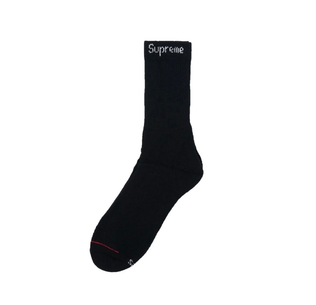 Supreme/Hanes Black Crew Socks Authentic 4 Pack Size 6-12 Fast Free Shipping 🚚