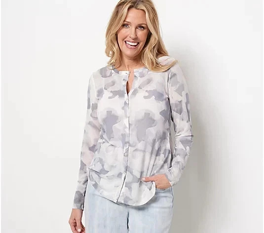 LOGO Layers by Lori Goldstein Watercolor Printed Mesh Pearl Size M