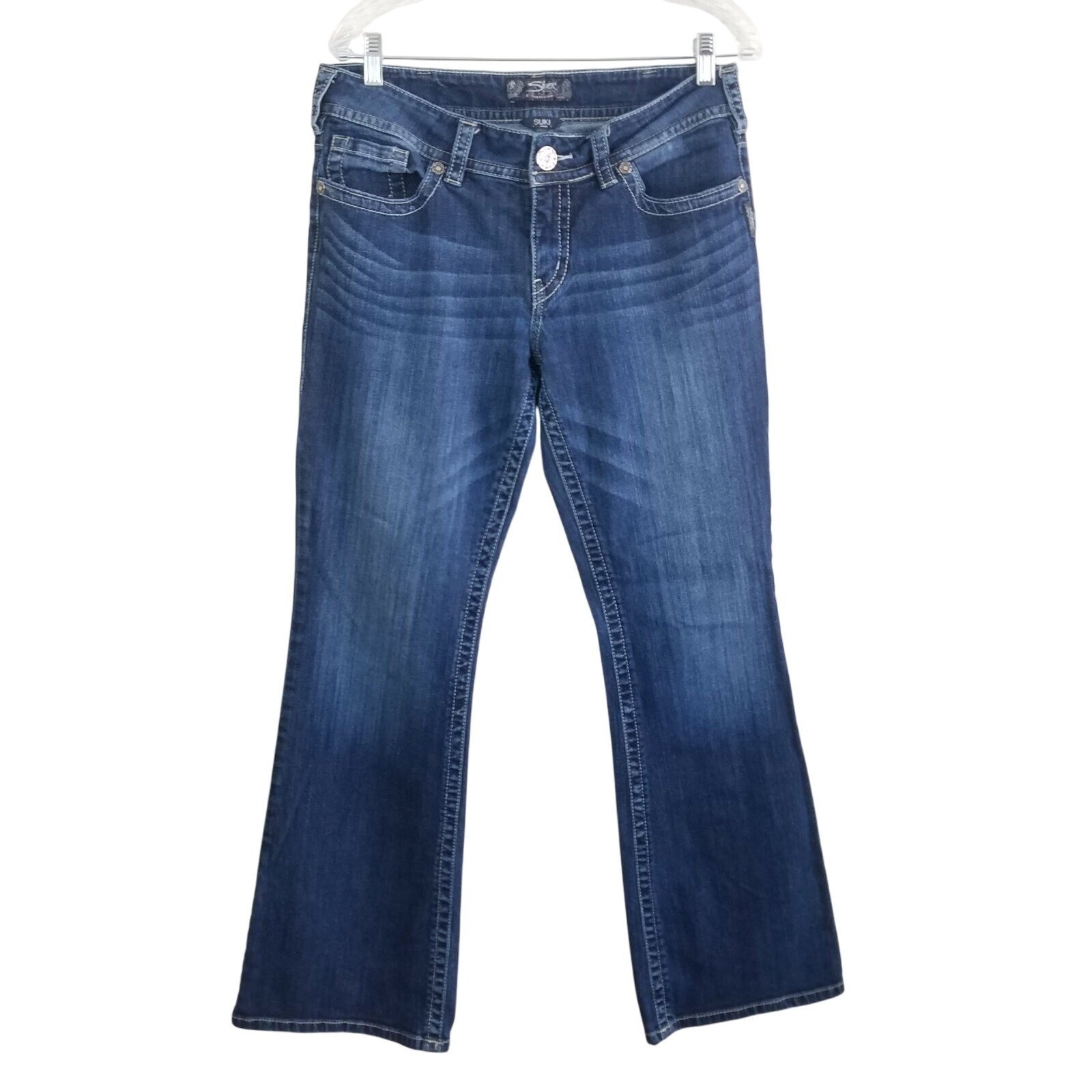 Silver Jeans Womens Blue Suki Mid Rise Bootcut Jeans 32×32 Western Dark Wash