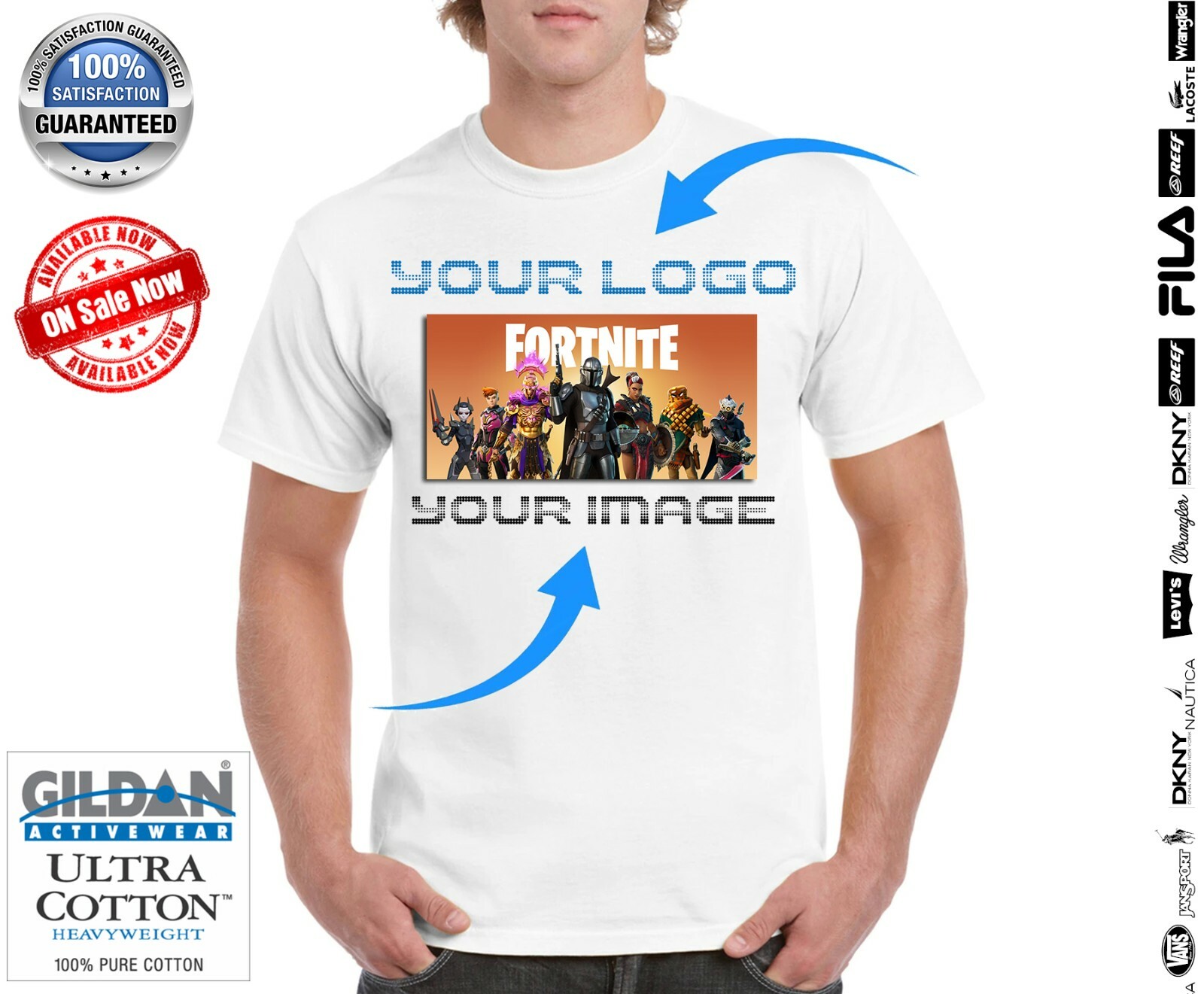Custom Printed T-Shirts Gildan 100% Heavy 5.3oz Cotton S/M/L/XL