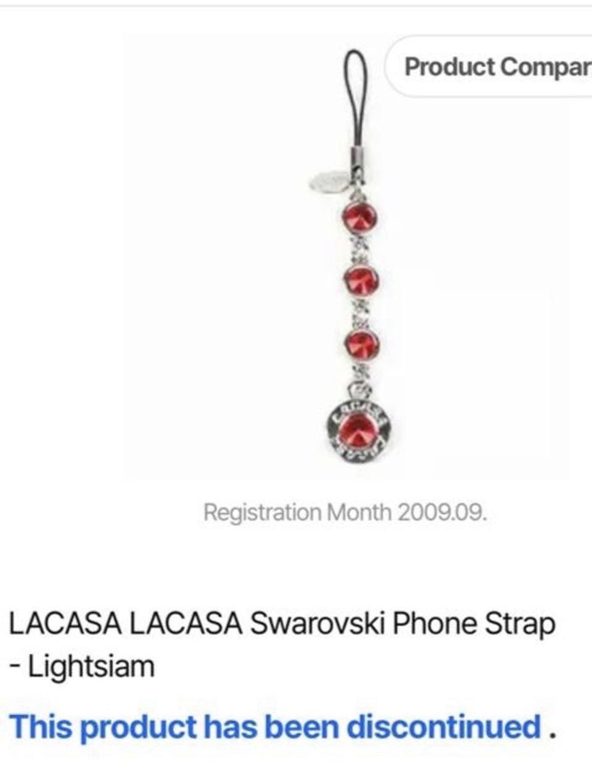 LACASA CRYSTAL Red & Silver Crystal Accent Metal Phone Strap Charm