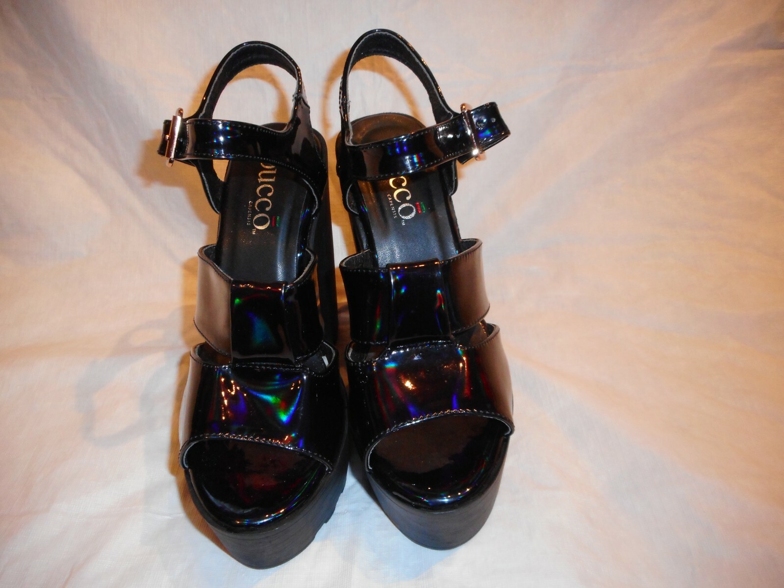 Bucco Capensis Black Man Made Materials Open Toe High Heel US Size 8